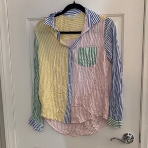 beachlunchlounge Yellow, White & Blue Striped Shirt